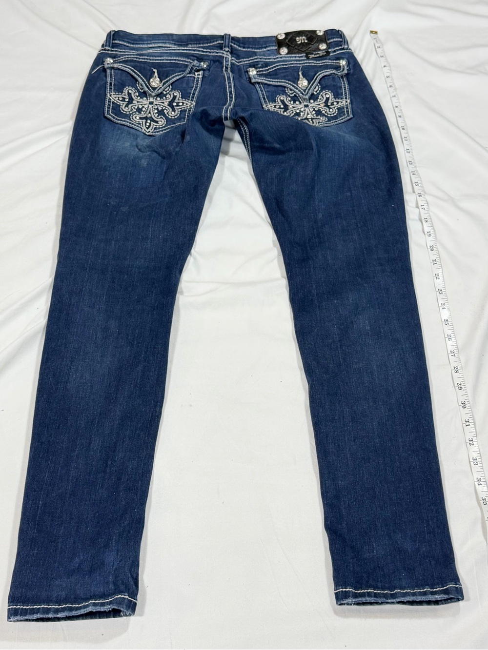 Miss Me Size 30 Dark Wash Rhinestone Embellished Straight Jeans Y2K O68 - Picture 11 of 11